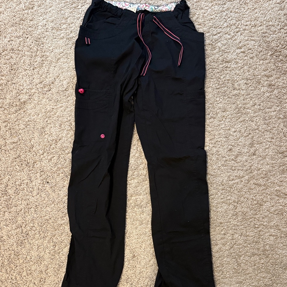 life is peachy black scrub pants